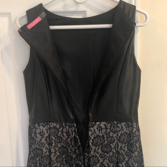 Isaac Mizrahi sleeveless Black faux leather and lace dress size 8 - Picture 6 of 10